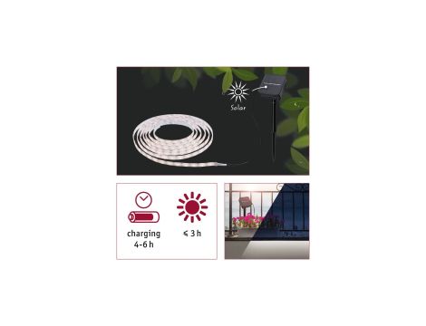 Taśma ogrodowa LED solar 2700K + czujnik zmierzchu 3m IP44 czarny / tworzywo sztuczne - 7