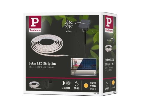 Taśma ogrodowa LED solar 2700K + czujnik zmierzchu 3m IP44 czarny / tworzywo sztuczne - 10