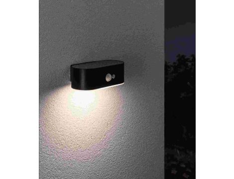 Oprawa elewacyjna ADYA LED solar 3000K 200lm z czujnikiem ruchu + zmierzchu IP44 czarny