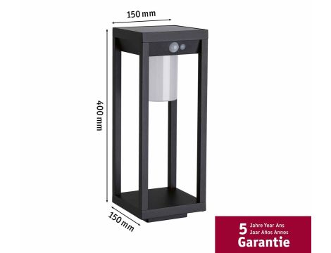 Oprawa ogrodowa MARISOL LED solar PIR 3000K 350lm IP44 czarny - 6