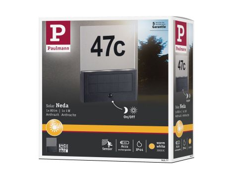 Oprawa elewacyjna NEDA LED numer domu 3000K 27lm + czujnik zmierzchu IP44 antracyt - 12