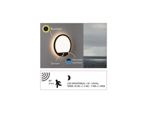 Plafoniera LAMINA LED 14.5W okrągła PIR 3000K IP44 230V czarny / tworzywo sztuczne - 3