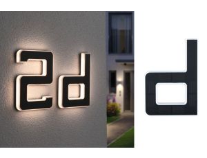 Oprawa elewacyjna SOLAR LED numer domu d 3000K IP44 wymienny akumulator / czarny / tworzywo sztuczne