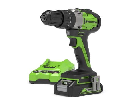 24V wiertarko-wkrętarka Greenworks GD24DD35K2 zestaw ładowarka + aku 2Ah + walizka