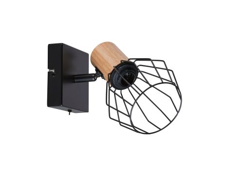 Oprawa ścienna LANKA E14 max.1x20W z wyłącznikiem 230V czarny / drewno - 2