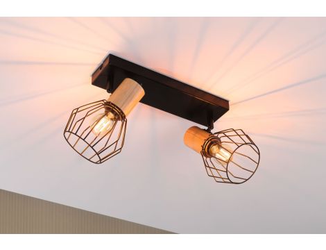 Oprawa ścienno sufitowa LANKA E14 max. 2x20W 230V czarny / drewno - 4