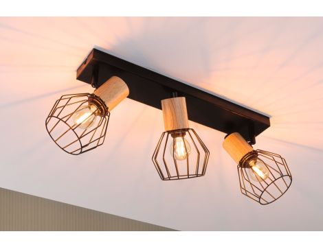 Oprawa ścienno sufitowa LANKA E14 max. 3x20W 230V czarny / drewno - 3