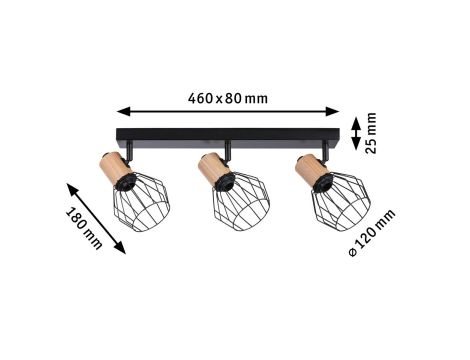 Oprawa ścienno sufitowa LANKA E14 max. 3x20W 230V czarny / drewno - 5