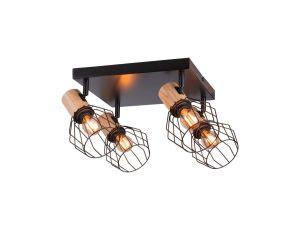 Oprawa ścienno sufitowa LANKA E14 max. 4x20W 230V czarny / drewno