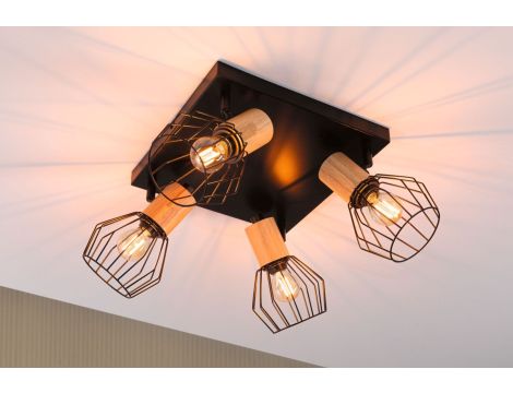 Oprawa ścienno sufitowa LANKA E14 max. 4x20W 230V czarny / drewno - 4