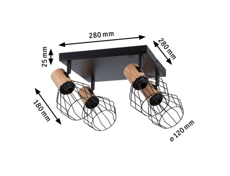 Oprawa ścienno sufitowa LANKA E14 max. 4x20W 230V czarny / drewno - 6