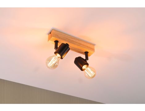 Oprawa ścienno sufitowa ARVID E27 max. 2x20W 230V czarny / drewno - 4