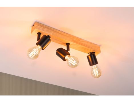 Oprawa ścienno sufitowa ARVID E27 max. 3x20W 230V czarny / drewno - 4