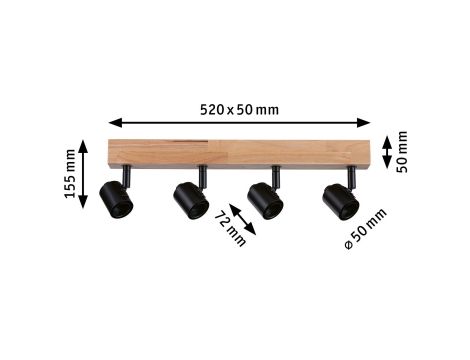 Oprawa ścienno sufitowa ARVID E27 max. 4x20W 230V czarny / drewno - 6
