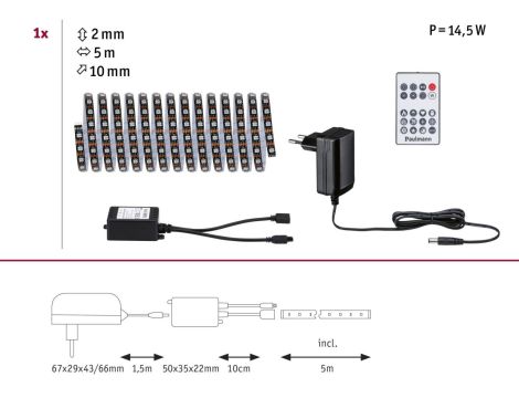 Kompletny zestaw taśma DYNAMIC LED RGB+10,5W 5M IP20 60LED/m 15VA 230V/12V DC biały / tworzywo sztuczne - 6