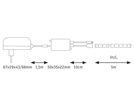 Kompletny zestaw taśma DYNAMIC LED RGB+10,5W 5M IP20 60LED/m 15VA 230V/12V DC biały / tworzywo sztuczne - 5