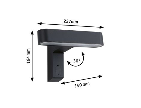 Oprawa elewacyjna ITO LED poziomy IP44 7W 3000K czujnik PIR+ zmierzchu 230V antracyt - 6