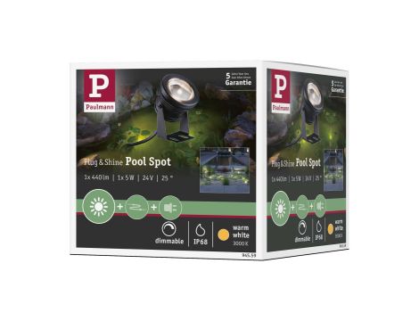 Oprawa do oczka wodnego Plug & Shine POOL SPOT 5W 3000K 440lm IP68 24V czarny /  aluminium - 10