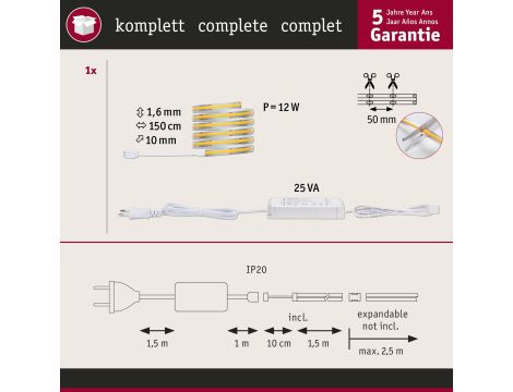 Zestaw podstawowy taśm MaxLED 1000 Full-Line COB 1.5m 10W 750lm 2700K tworzywo sztuczne - 5
