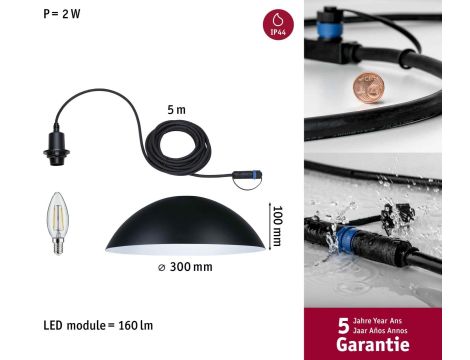 Lampa wisząca MAPALO Plug & Shine 2W - max. 10W 3000K IP44 24V antracyt / aluminium / stal nierdzewna