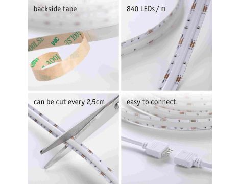 Taśma Led Full COB SimpLED RGB  zestaw kompletny 1.5m 12W 4950lm 840led/m 24VA 230/24V DC biały / transparentny - 5