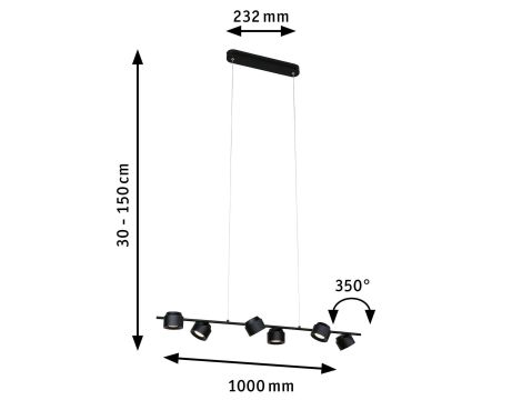 Lampa wisząca PURIC PANE LED 6x4.5W 3-STEP DIM  2700K 230V czarny / metal - 6