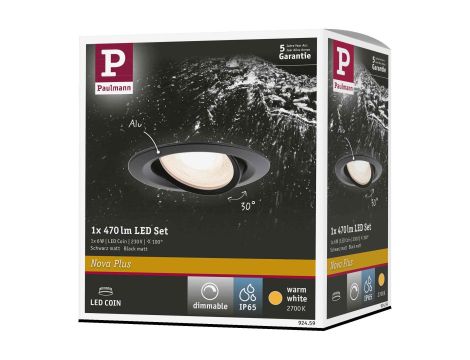 Oprawa do wbudowania NOVA LED PLUS DIM wychylna 6W 470lm 93mm 2700K IP65 230V  czarny matowy - 9