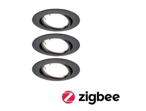 Oprawa do wbudowania BASE COIN LED SH Zigbee wychylna zestaw 3x4.9W 430lm 90mm 3000K IP20 230V czarny matowy / metal