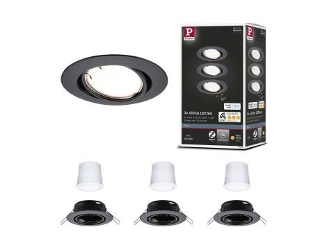 Oprawa do wbudowania BASE COIN LED SH Zigbee wychylna zestaw 3x4.9W 430lm 90mm 3000K IP20 230V czarny matowy / metal - 4