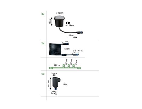 Oprawa dogruntowa Plug & Shine FLOOR zestaw 3x4.5W 2200K IP67 24V antracyt / stal nierdzewna - 7