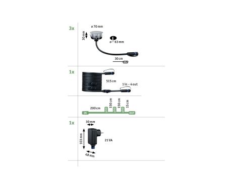 Oprawa wpuszczana Plug & Shine FLOOR zestaw 3x2W 2200K IP67 24V srebrny / stal nierdzewna - 5