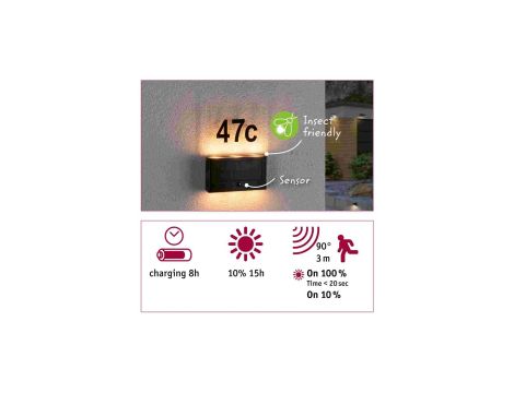 Oprawa elewacyjna NEDA LED numer domu 2200K 18lm + czujnik zmierzchu IP44 antracyt - 10