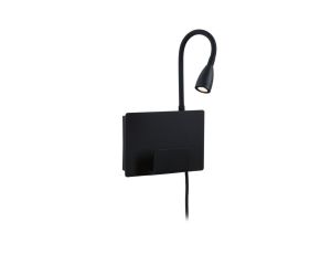 Oprawa ścienna HALINA LED 2.4W 200lm 2700K USB-C 230V czarny mat /metal