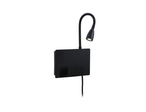 Oprawa ścienna HALINA LED 2.4W 200lm 2700K USB-C 230V czarny mat /metal