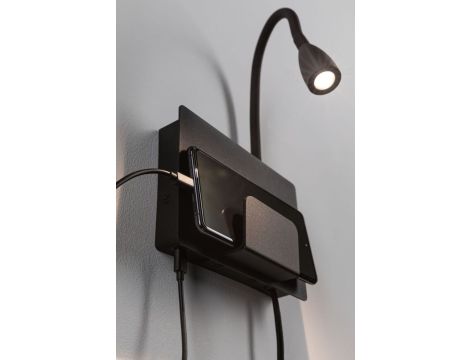 Oprawa ścienna HALINA LED 2.4W 200lm 2700K USB-C 230V czarny mat /metal - 9