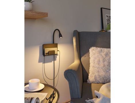 Oprawa ścienna HALINA LED 2.4W 200lm 2700K USB-C 230V czarny mat /metal - 3