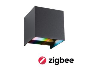 Oprawa elewacyjna CYBO LED SH Zigbee RGBW+ 2x2.5W 2000K-6500K 2x150lm IP44 100x100mm 230V antracyt / aluminium