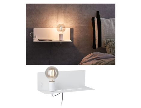 Oprawa ścienna DEVARA E27 max.1x40W USB C 230V biały mat /metal - 4