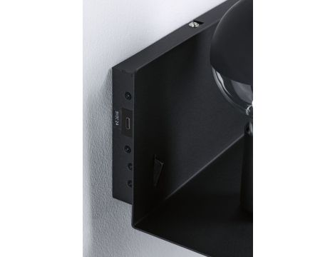 Oprawa ścienna DEVARA E27 max.1x40W USB C 230V czarny mat /metal - 9