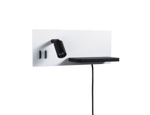 Oprawa ścienna SERRA LED DIM  USB-C LEFT 650/200lm 2700K 230V biały matowy / czarny matowy