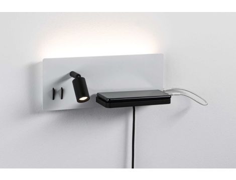 Oprawa ścienna SERRA LED DIM  USB-C LEFT 650/200lm 2700K 230V biały matowy / czarny matowy - 7
