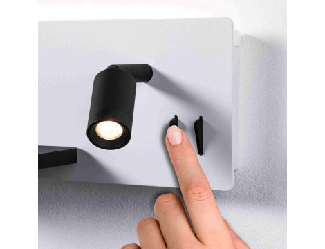 Oprawa ścienna SERRA LED DIM  USB-C RIGHT 650/200lm 2700K 230V biały matowy / czarny matowy - 4