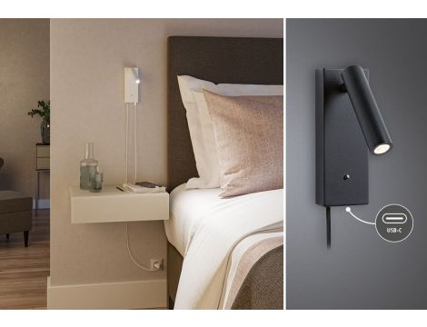 Oprawa ścienna HULDA LED DIM USB-C 2.5W 130lm 3000K 230V biały matowy / metal - 7