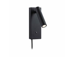 Oprawa ścienna HULDA LED DIM USB-C 2.5W 130lm 3000K 230V czarny matowy / metal