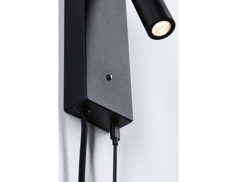 Oprawa ścienna HULDA LED DIM USB-C 2.5W 130lm 3000K 230V czarny matowy / metal - 4