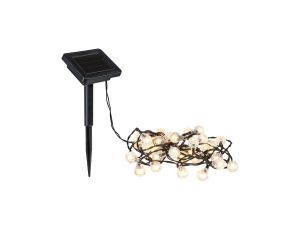 Łańcuch świetlny solarny SOALA LED 3.9m z czujnikiem zmierzchu 1lm/metr  3000K IP44  czarny / tworzywo sztuczne