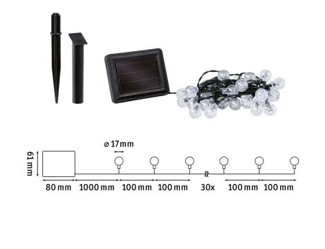 Łańcuch świetlny solarny SOALA LED 3.9m z czujnikiem zmierzchu 1lm/metr  3000K IP44  czarny / tworzywo sztuczne - 7