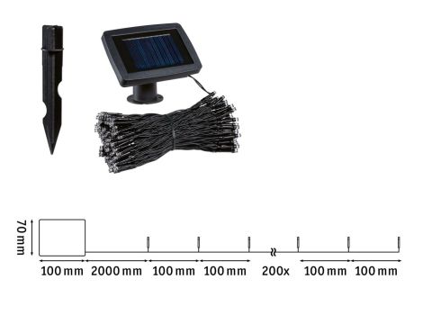 Łańcuch świetlny solarny AURINKA LED 21.9m z czujnikiem zmierzchu 1lm/metr  3000K IP44  czarny / tworzywo sztuczne - 7