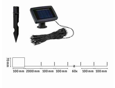 Łańcuch świetlny solarny AURINKA LED 7.9m  z czujnikiem zmierzchu 1lm/metr  3000K IP44  czarny / tworzywo sztuczne - 6