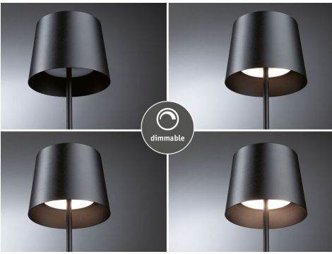 Lampka stołowa akumulatorowa GILO LED DIM USB-C 2.8W 240lm 2700K IP44 czarny mat / metal tworzywo sztuczne - 7